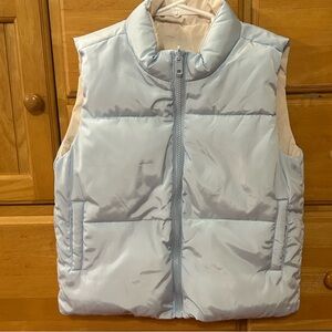 Birch & Stone Girl’s White/Blue Reversible Quilted Puffer Vest Size 12
